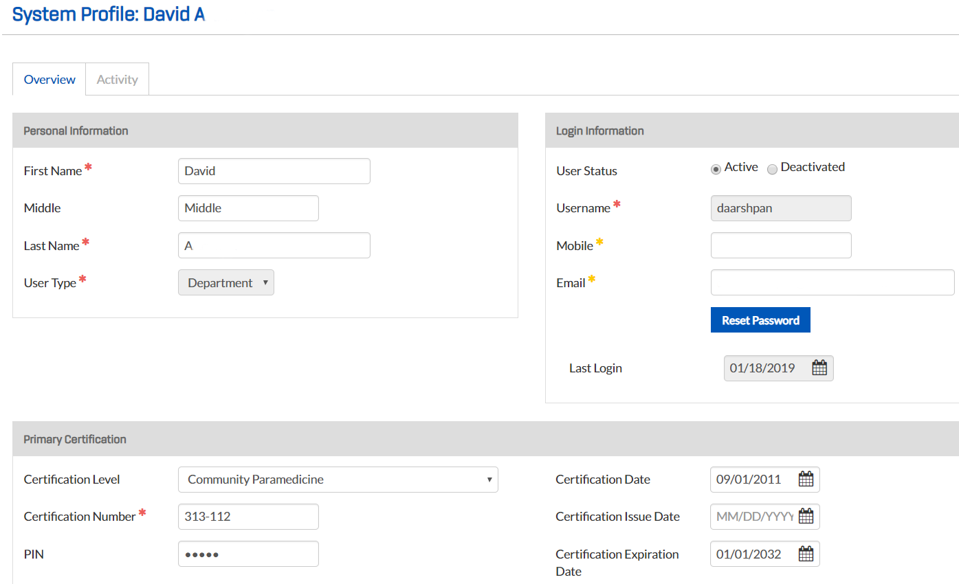 System Profile for PCR Owners TripTix